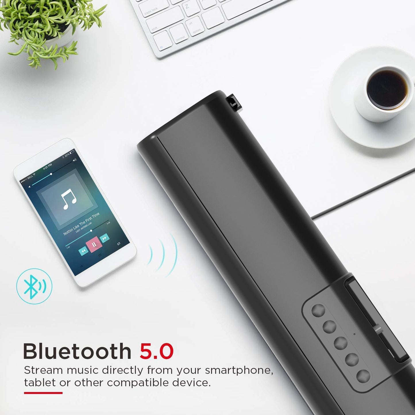 LOOKFUN Sound Bar for Smart TV, Soundbar with Bluetooth/ARC/Opt/AUX Connect, Auto Volume Boost, 3 Equalizer Modes, Soundbar for TV/PC/Gaming/Projectors