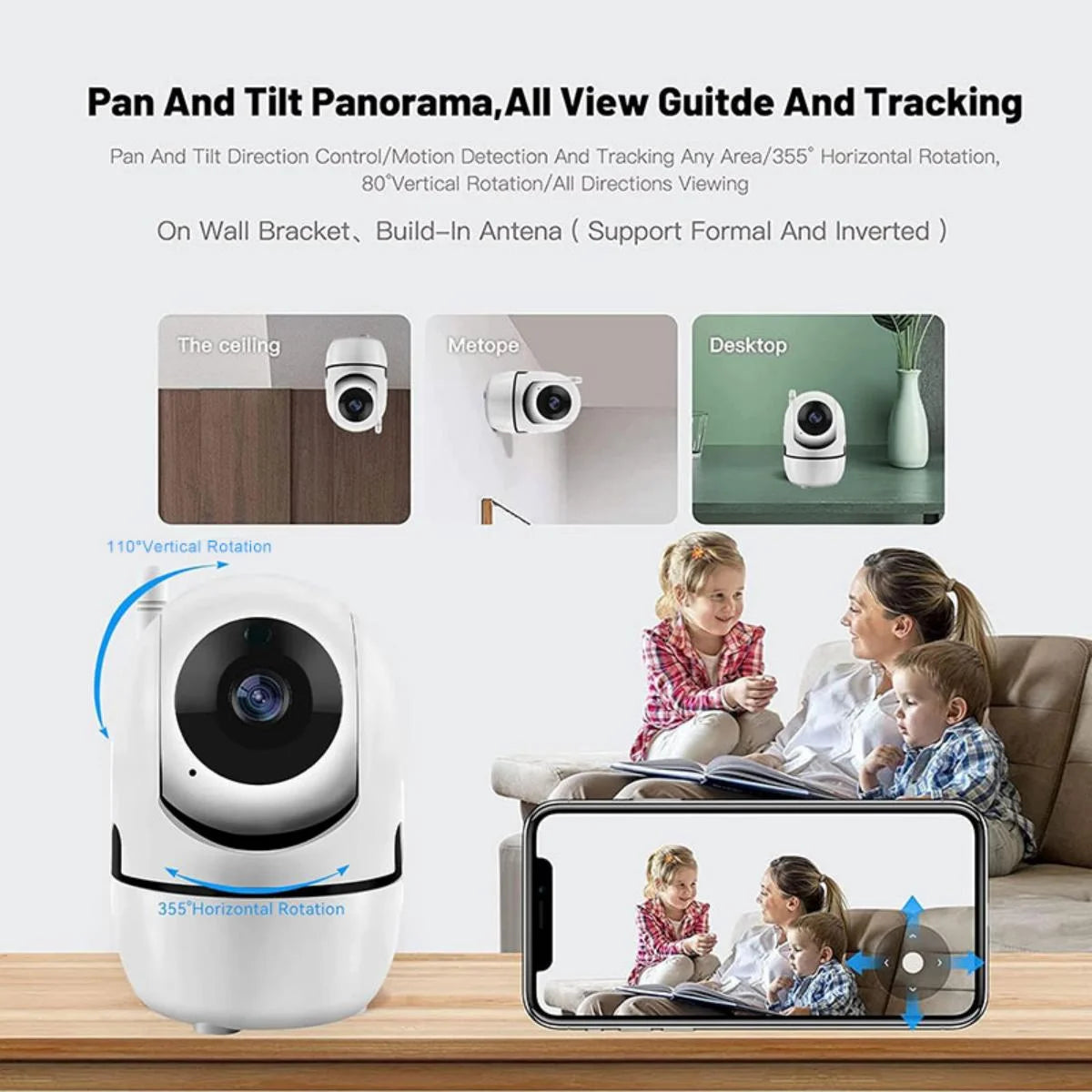 Indoor Pan/Tilt Smart Security Camera, 1080p HD Dog-Camera,2.4GHz with Night Vision,Motion Detection for Baby and Pet Monitor, Cloud & SD Card Storage, Works with Alexa& Google Assistant, White