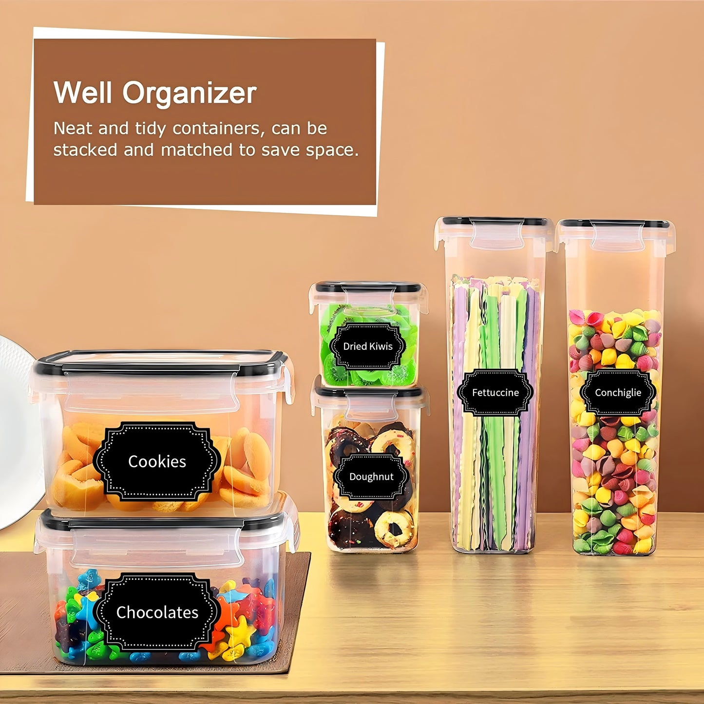 16 pcs Airtight Food Storage Containers, Flour Canisters, for Kitchen Organization