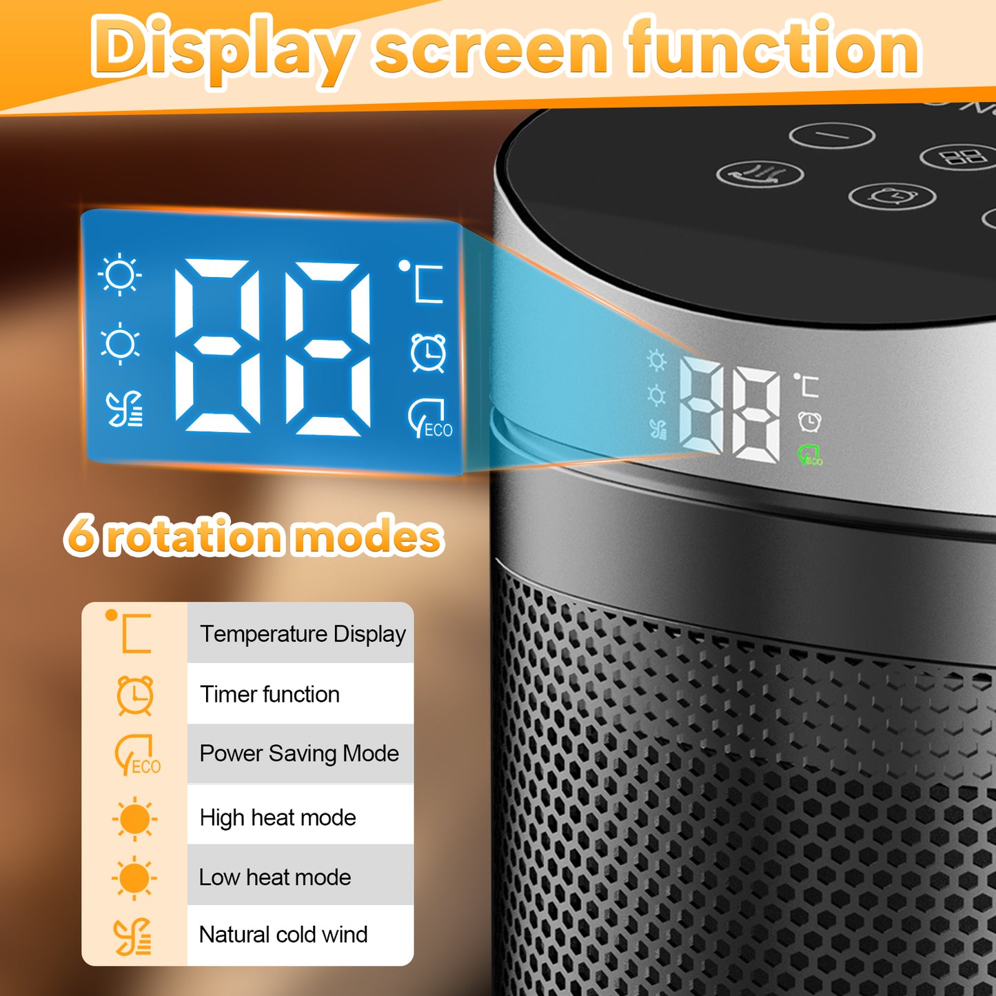 Space Heater, IRINNA Small Portable Electric Heaters for Indoor Use with Thermostat and Remote, 70°Oscillation, 12H Timer, 4 Modes, 1200W PTC Ceramic Fast Safety Heat for Office Bedroom Home