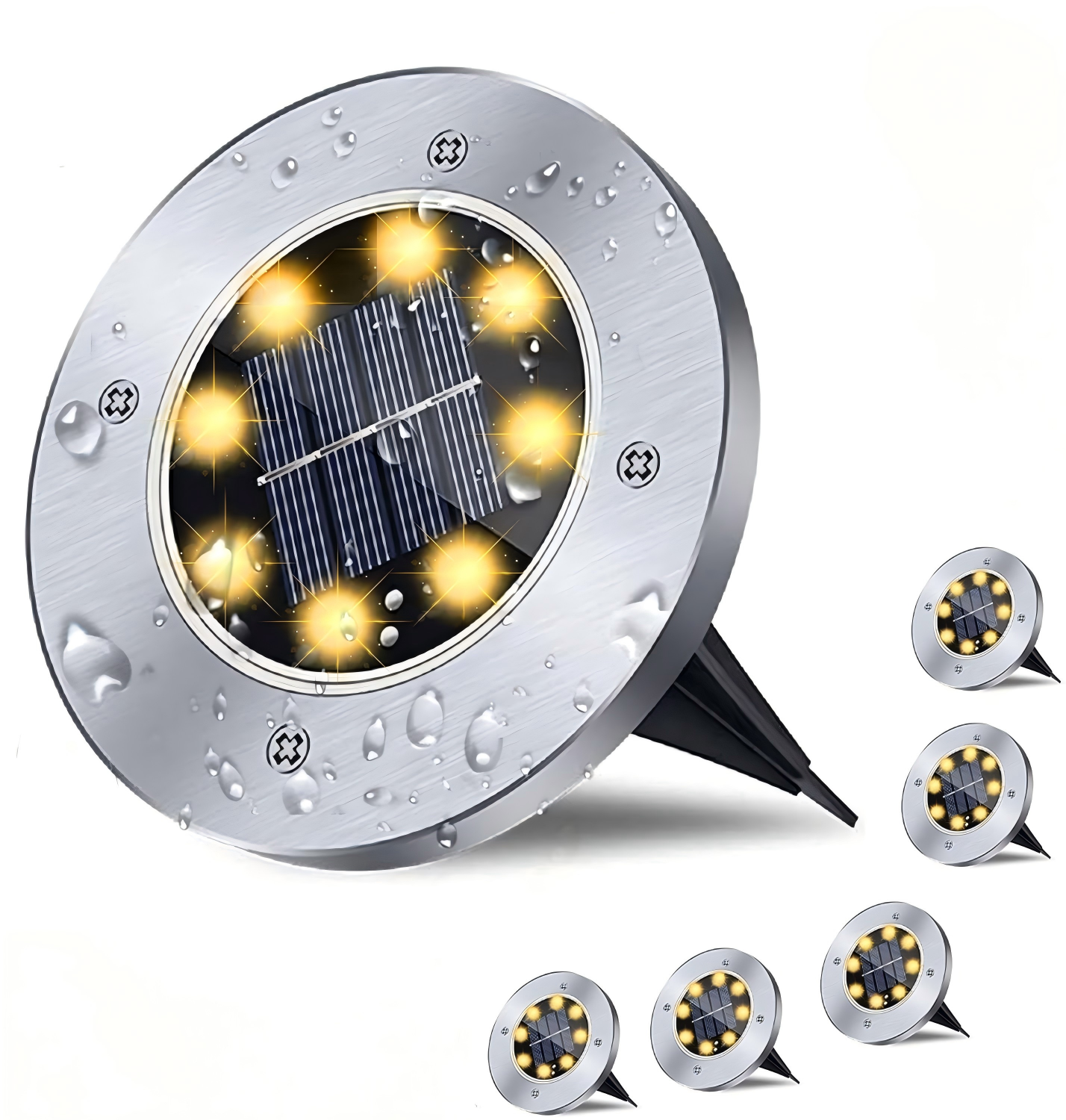 Solar Ground Lights, Waterproof Solar Garden Lights, Upgraded Outdoor Garden Waterproof Bright in-Ground Lights, Landscape Lights for Pathway,Yard,Deck,Lawn,Patio,Walkway (6 Pack Warm Light)