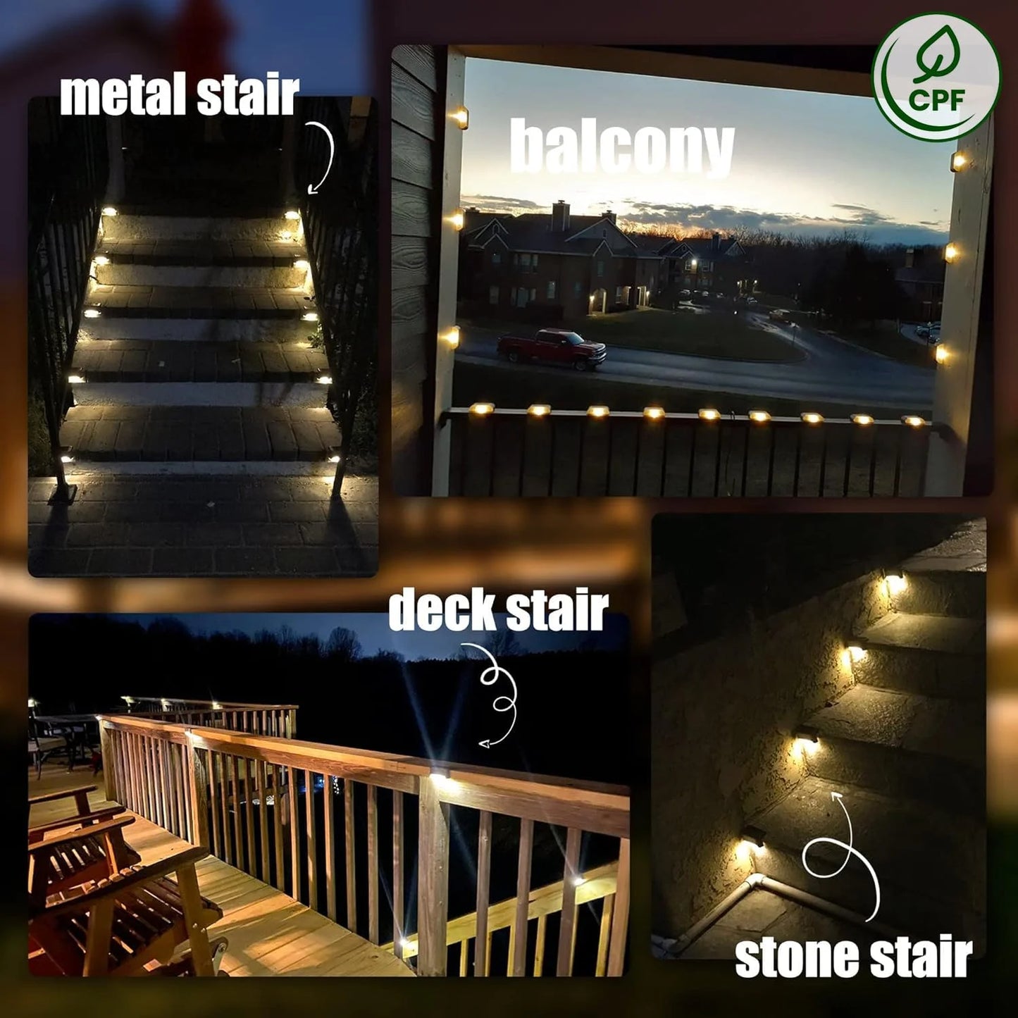 Solar Deck Lights Outdoor 16 Pack, Euur Solar Step Lights Waterproof Led Solar lights for Outdoor Stairs, Step , Fence, Yard, Patio, and Pathway