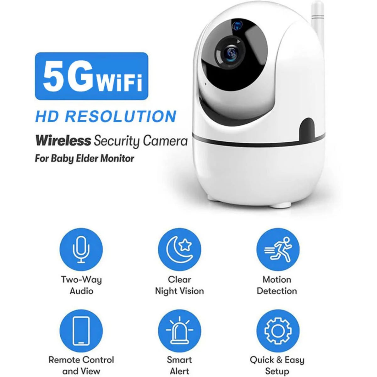 Indoor Pan/Tilt Smart Security Camera, 1080p HD Dog-Camera,2.4GHz with Night Vision,Motion Detection for Baby and Pet Monitor, Cloud & SD Card Storage, Works with Alexa& Google Assistant, White