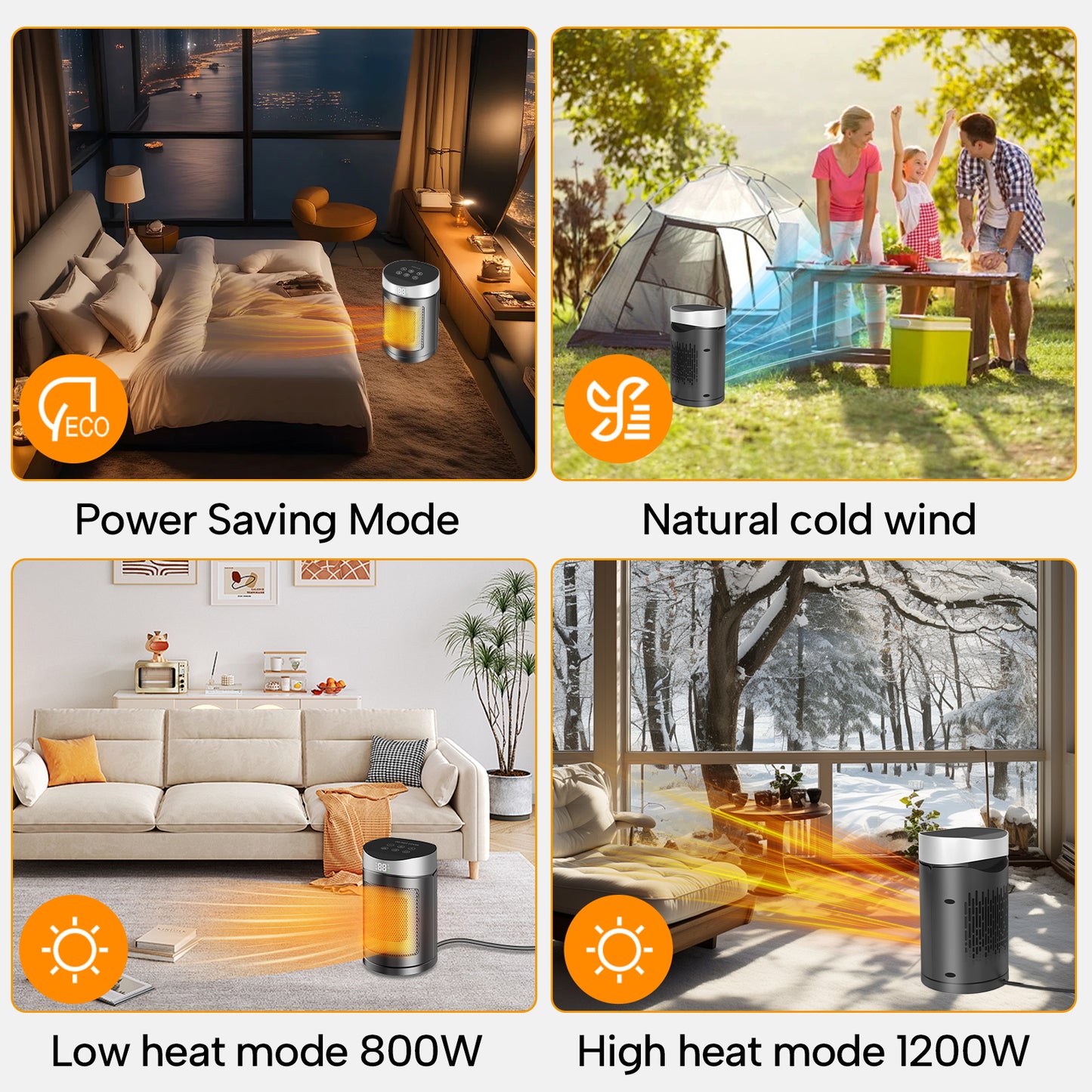 Space Heater, IRINNA Small Portable Electric Heaters for Indoor Use with Thermostat and Remote, 70°Oscillation, 12H Timer, 4 Modes, 1200W PTC Ceramic Fast Safety Heat for Office Bedroom Home