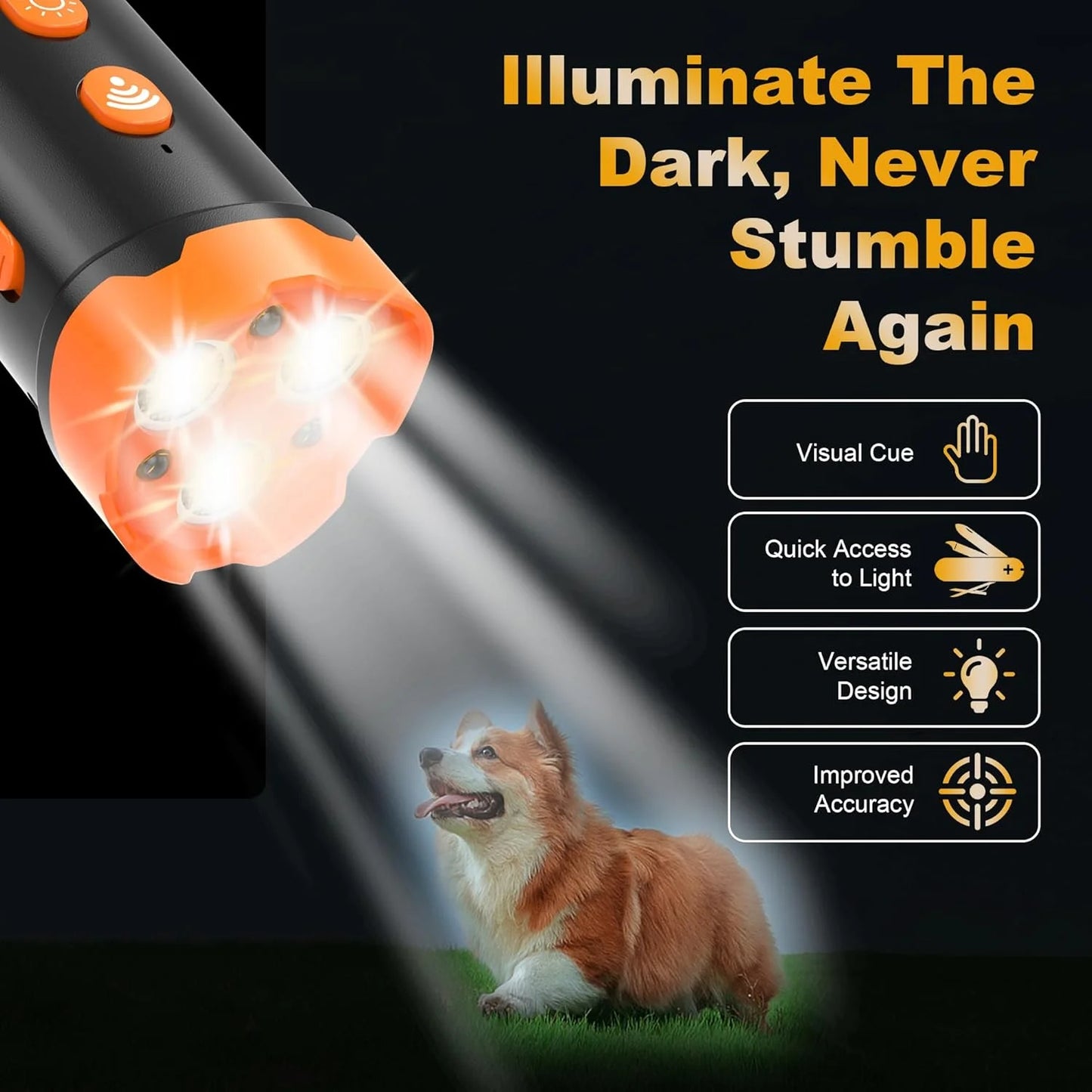 Ultrasonic Dog Barking Control Devices | 50FT w/Two Sonic Sensors | Anti Barking Device & Dog Bark Deterrent | Dog Whistle to Stop Barking | Better Than Shock Collar or Dog Training Collar, Orange