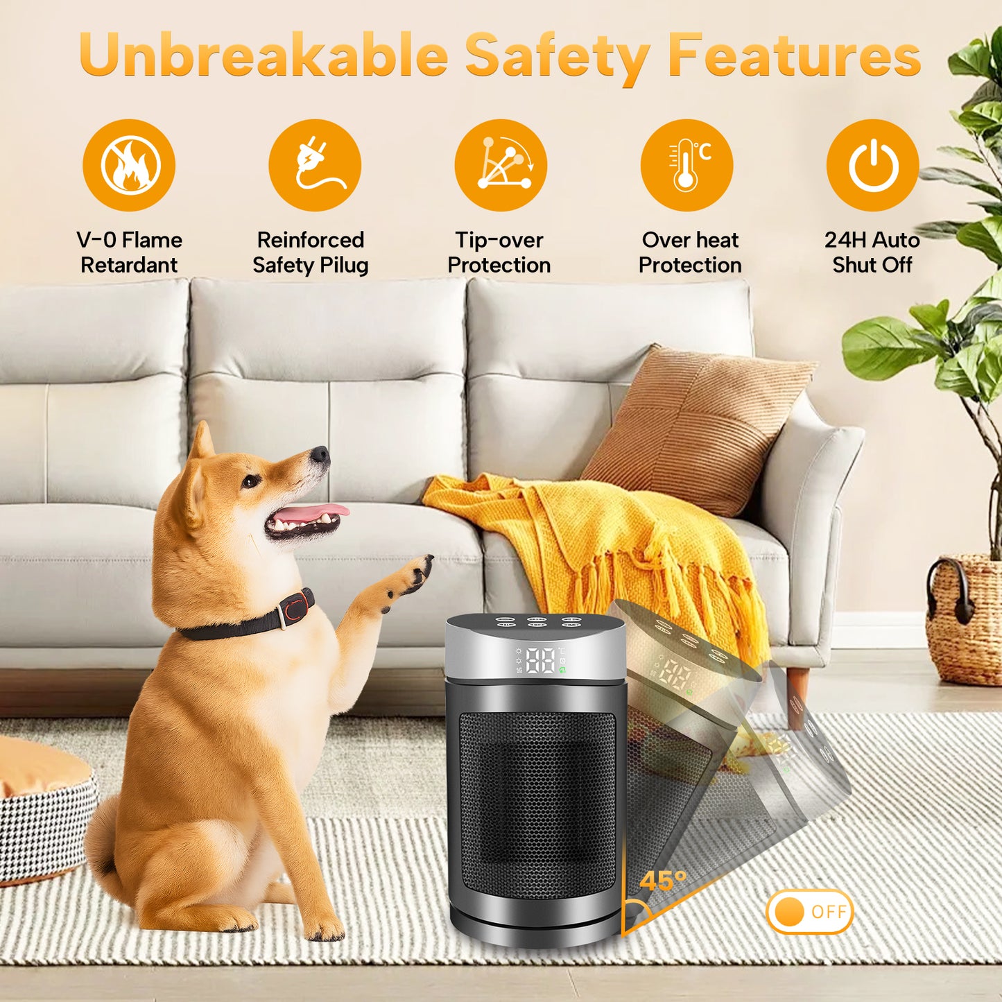 Space Heater, IRINNA Small Portable Electric Heaters for Indoor Use with Thermostat and Remote, 70°Oscillation, 12H Timer, 4 Modes, 1200W PTC Ceramic Fast Safety Heat for Office Bedroom Home