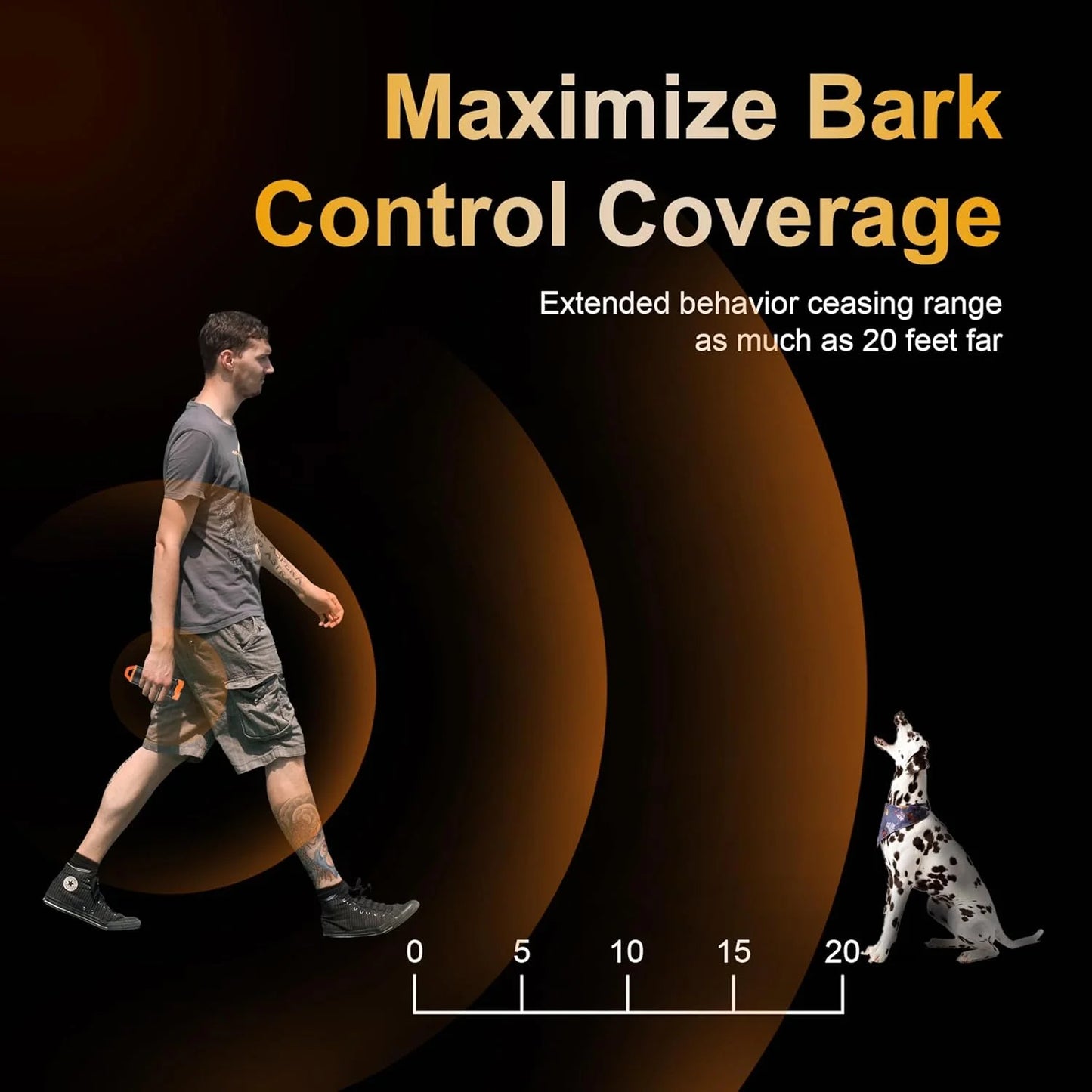 Ultrasonic Dog Barking Control Devices | 50FT w/Two Sonic Sensors | Anti Barking Device & Dog Bark Deterrent | Dog Whistle to Stop Barking | Better Than Shock Collar or Dog Training Collar, Orange