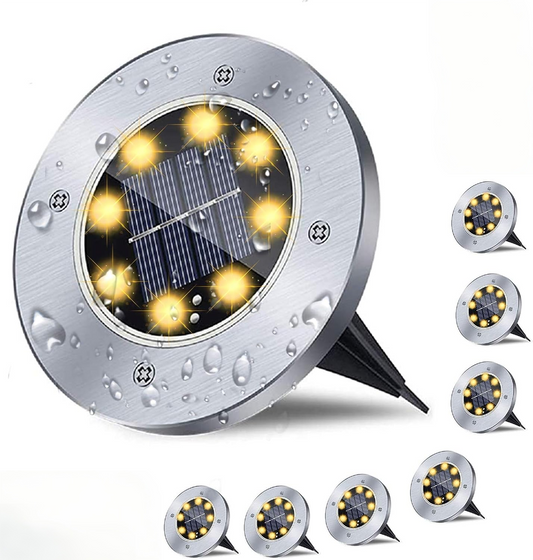 Solar Ground Lights, Waterproof Solar Garden Lights, Upgraded Outdoor Garden Waterproof Bright in-Ground Lights, Landscape Lights for Pathway,Yard,Deck,Lawn,Patio,Walkway (8 Pack Warm Light)
