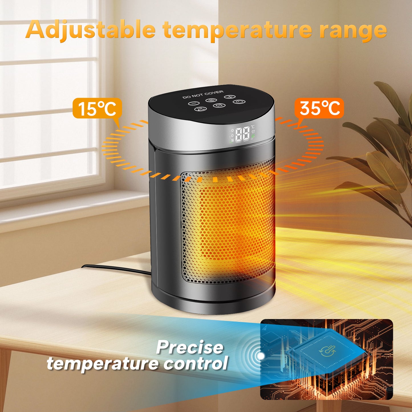 Space Heater, IRINNA Small Portable Electric Heaters for Indoor Use with Thermostat and Remote, 70°Oscillation, 12H Timer, 4 Modes, 1200W PTC Ceramic Fast Safety Heat for Office Bedroom Home