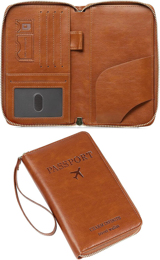 EHIW Passport Holder for Travel Essentials, Passport Wallet Cover Case for Travel Must Haves Accessories,Passport Book Holders for Women and Men(brown)
