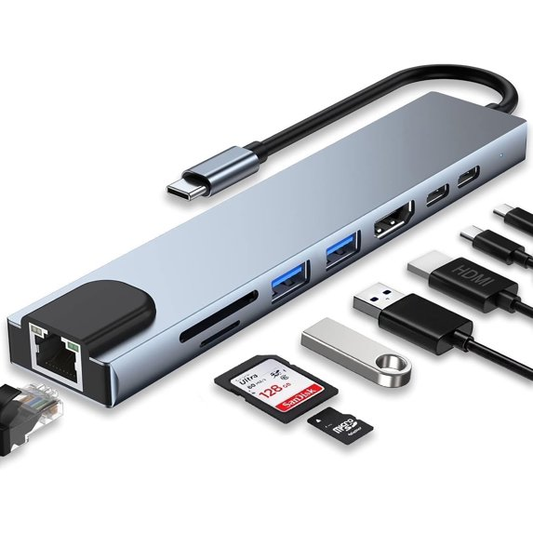 LOOKFUN 8 in 1 Usb C Hub Splitter,TF/SD Card Reader,Compatible with MacBook Pro, iPad Pro,Laptops
